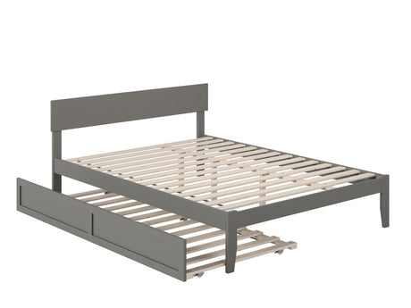 AFI Boston Queen Size Platform Bed with Twin XL Trundle in Grey AFI