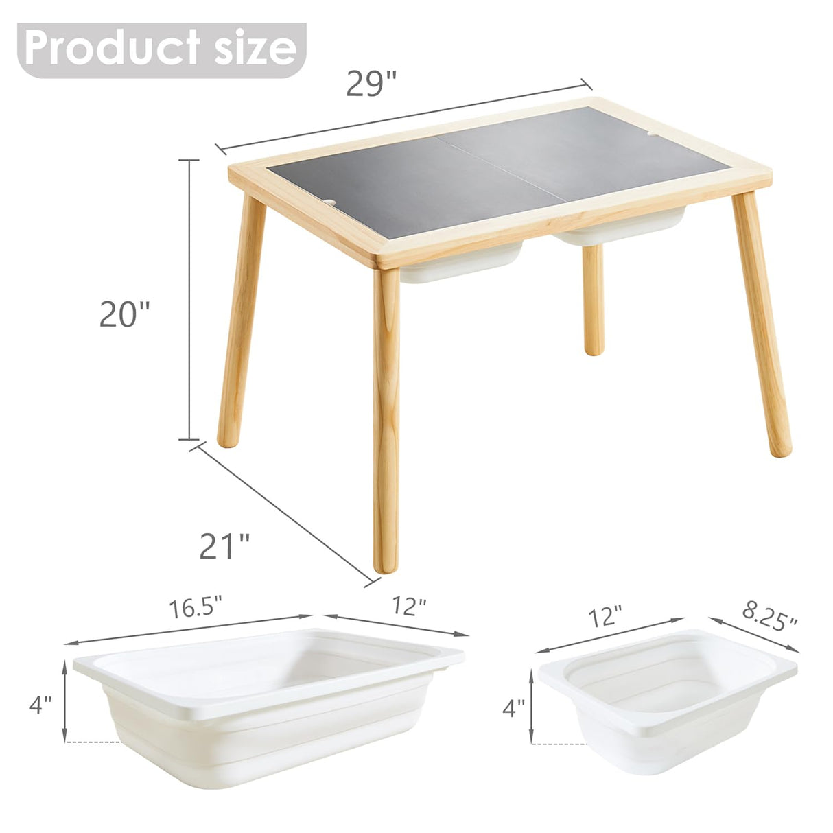 Beright Kids Table, Play Sand Table Indoor Sensory Table, with 3 Storage Bin for Kids, Perfect Choice for Christmas Thanksgiving Gift Beright