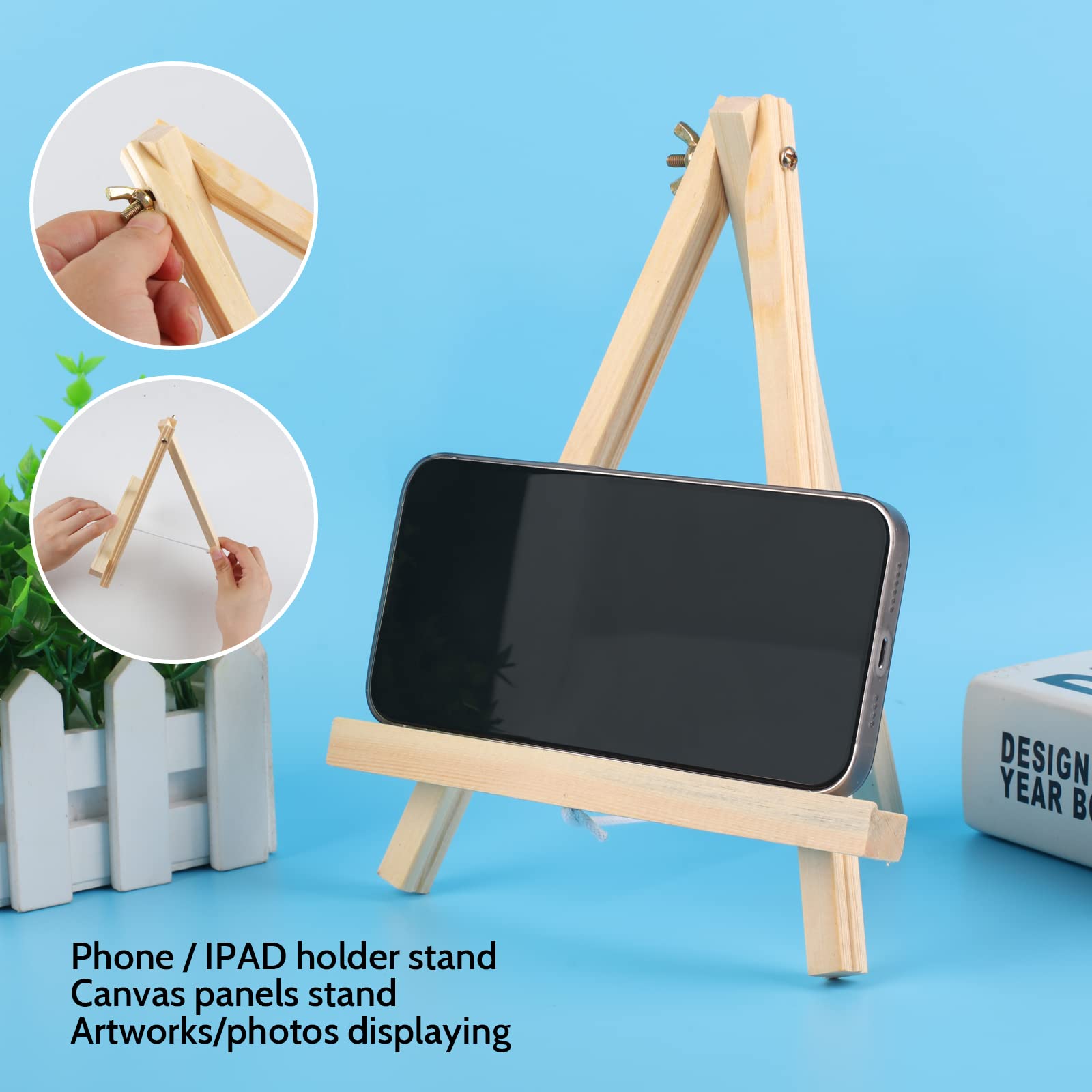 12PCS Wood Easels, 9 Inches Tabletop Easels, Art Craft Painting Easel Stand for Artist Adults Students - WoodArtSupply