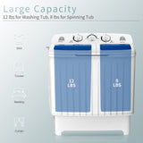COSTWAY Portable Washing Machine, Twin Tub 18 Lbs Capacity, Washer(11 Lbs) and Spinner(7 Lbs), Durable Design, Timer Control, Compact Laundry Washer for RV, Apartments and Dorms, Blue+White COSTWAY