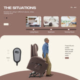 VICTONE Electric Power Lift Recliner Chair for Elderly Reclining Sofa for Living Room with Massage, Side Pockets and Cup Holders (Leather, Brown) VICTONE