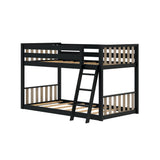 Max & Lily Low Bunk Bed, Scandinavian Modern Bunk Bed, Solid Wood Twin-Over-Twin Bed Frame for Kids, No Box Spring Needed, Black/Blonde Max & Lily