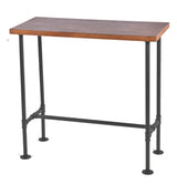 Diwhy Industrial Design Pipe Dining Table - Modern Wood and Metal Bistro Desk Diwhy