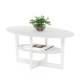 Furinno Jaya Oval Coffee Table, 35.43 (W) x 16.49 (H) x 19.69 (D) inches, White Furinno