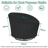 Iptienda Papasan Chair Cover, 40inch Waterproof Egg Chair Cover with Zipper for Wicker Oversized Papasan Chair/Bowl Chair, Black-40"W x 40"D x 36"H Iptienda