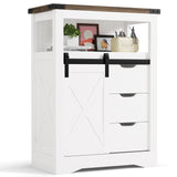 JUMMICO White Storage Cabinet with Doors and Drawers, Farmhouse Sideboard Buffet, Kitchen Pantry Hutch Cabinet, Coffee Bar for Living Room, Dining Room JUMMICO