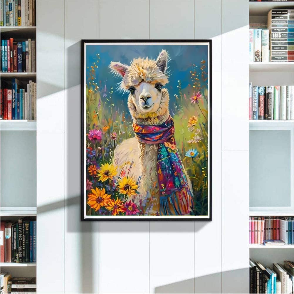 Apcufir Alpaca Diamond Painting Kits for Adults,Cute Animals Diamond Art Kits for Beginner Round Full Drills,Paint with Diamonds Gem Art Diamond Dots for Home Wall Decor 12X16 Inch Apcufir