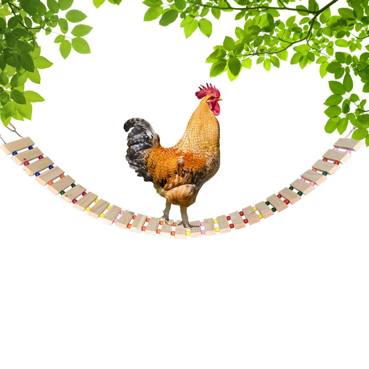 Vehomy Chicken Coop Toy Chicken Toys for Hens Natural Wood Chicken Ladder Chicken Swing Chicken Perch for Birds Poultry Rooster Chicks L