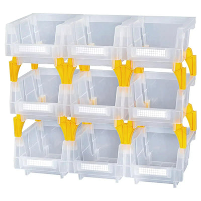 AERCANA Plastic Garage Stacking Hanging Storage Bins,5-1/3"X4-1/5 X3,Clear,9 pack