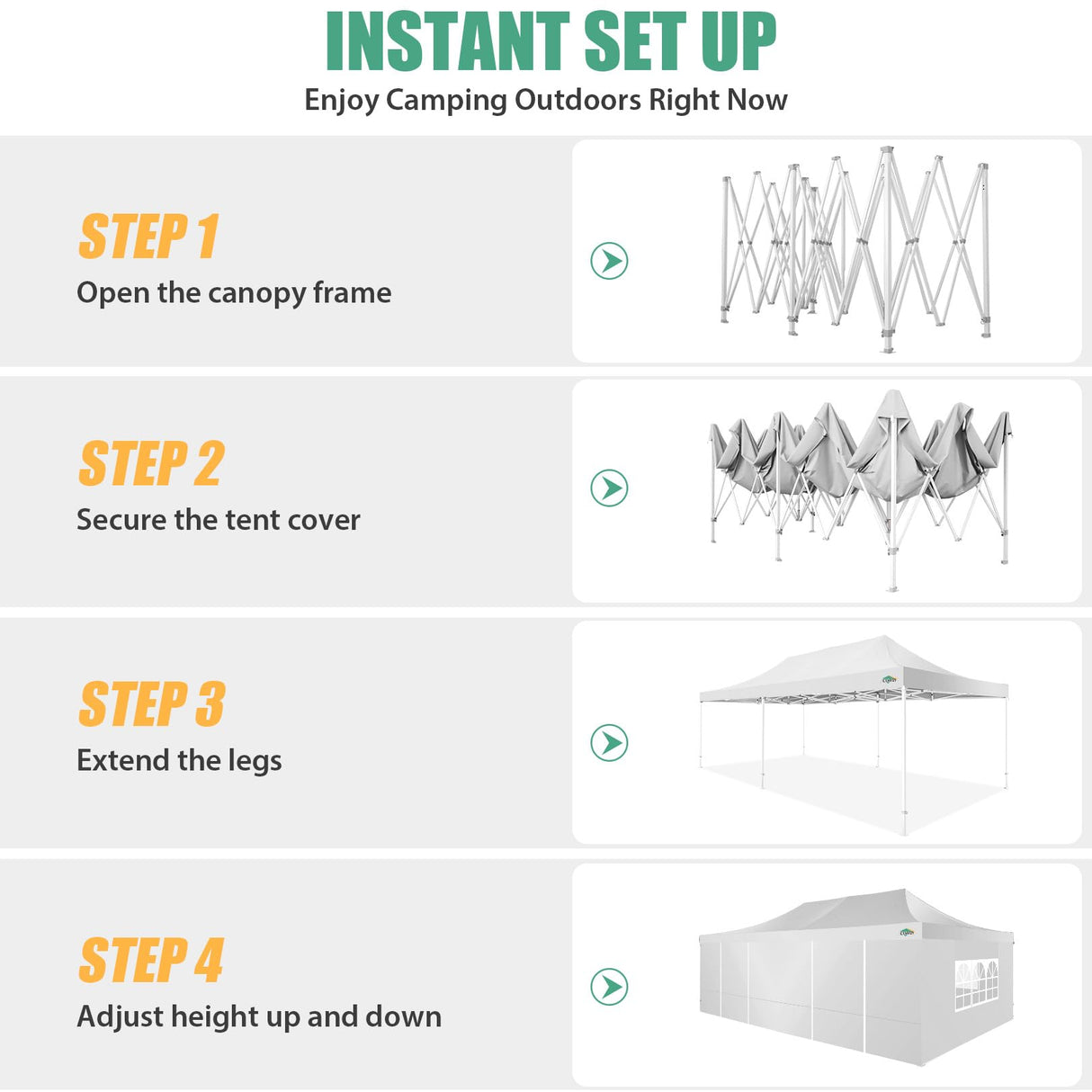 COBIZI 13x26 Pop Up Tent 13x26 Canopy with Sidewalls Heavy Duty Canopy Party Tent for Parties, Outdoor Wedding Large Event Tent Wind Waterproof UPF 50+ Ez Up in Garden Lawn with Roller Bag, White COBIZI