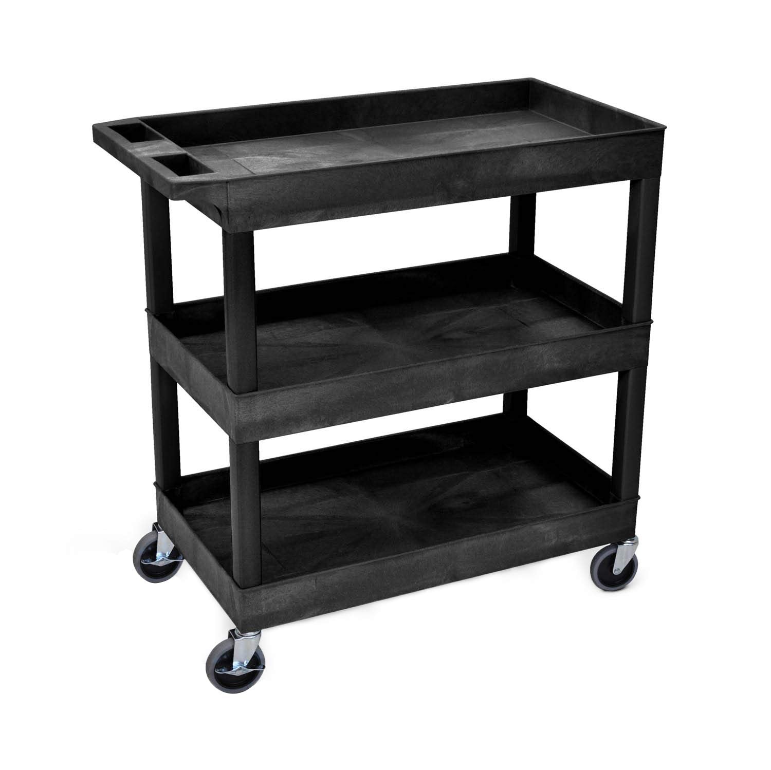 LUXOR EC111-B Tub Storage Cart 3 Shelves - Black,32" x 18" - WoodArtSupply