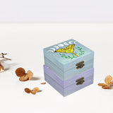 QoTang 4 PCS Unfinished Wood Box for Crafts Small Wooden Square Box with Hinged Lids and Front Clasps Wooden Storage Box for DIY Arts Party Favor Jewelry Box, 3.9 x 3.9 x 2 Inch QoTang