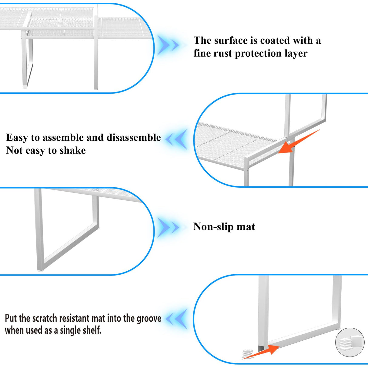 BlisXybion Set of 2 Kitchen Cabinet Organizer Shelf Stackable Sturdy Metal Counter Countertop Pantry Storage Rack BlisXybion