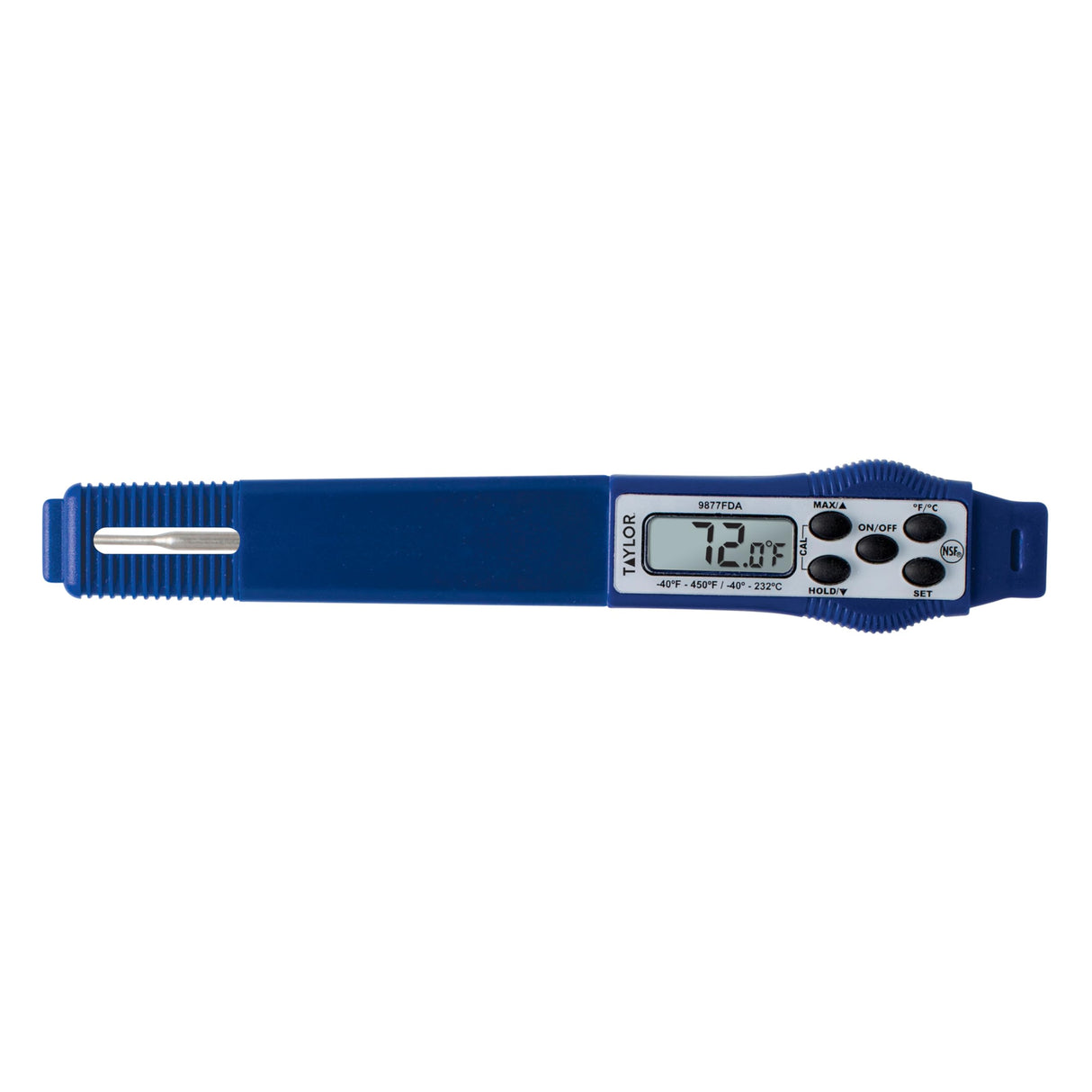 Taylor 9877FDA Compact Waterproof Digital Food Thermometer, 2.81 Inch Stem Length with an FDA Recommended 1.5mm Probe Diameter, NSF, Blue Taylor