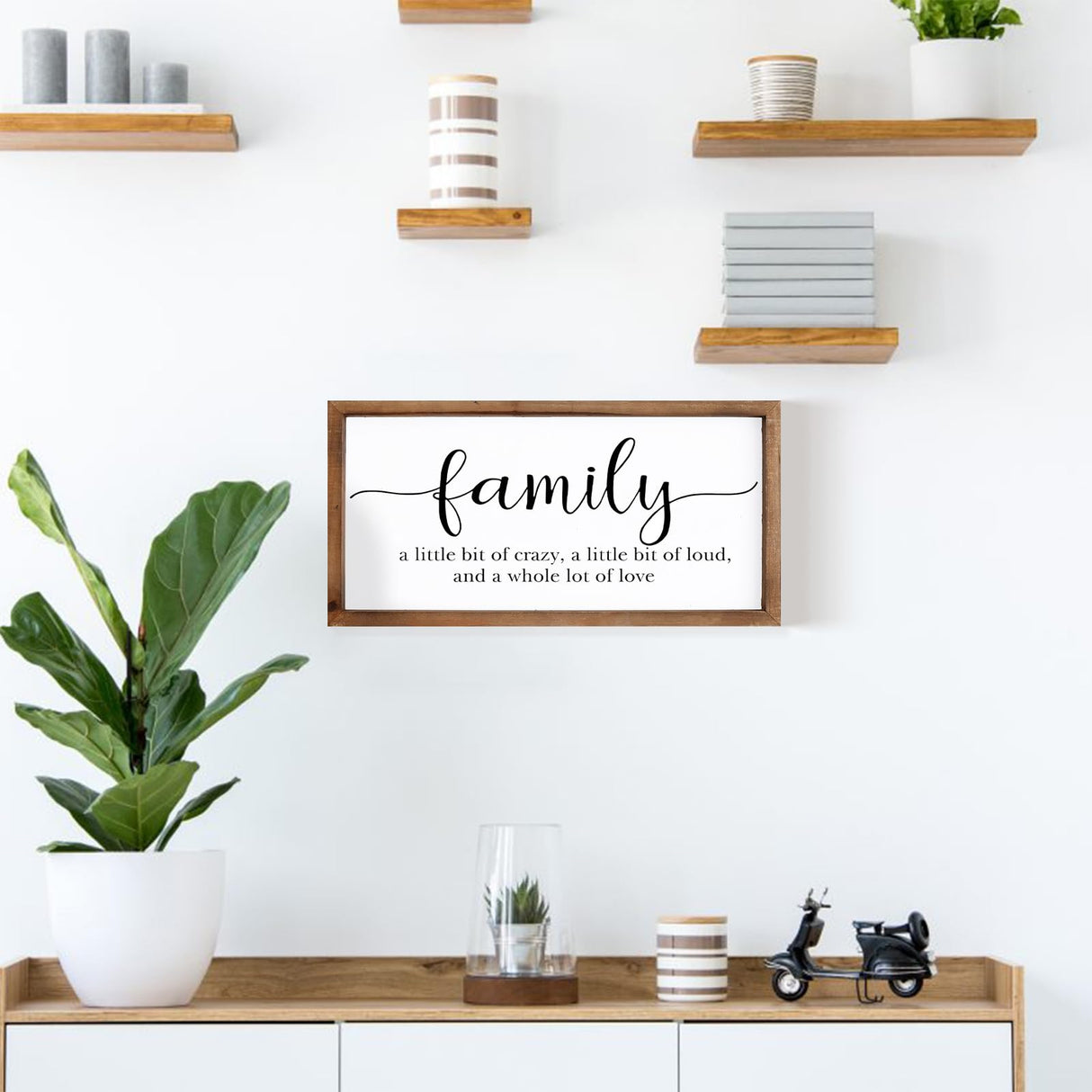 MODE HOME Family Sign for Home Decor, Farmhouse Family Wall Decor with Wood Frame for Wall, Kitchen, Living Room, Bathroom, Bedroom MODE HOME