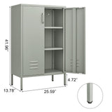 IRONFFICE Entryway Cabinet,Metal Locker Cabinet with Adjustable Shelves,Green Cabinets for Living Room,Kitchen,Outdoor IRONFFICE