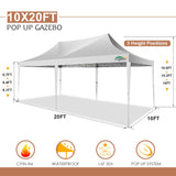 COBIZI Canopy 10x20 Pop Up Canopy Tent with 6 Sidewalls 3.0, Wedding Party Tent Outdoor Gazebos UV50+ Waterproof Canopy Tent for Parties, 3 Adjustable Heights, White(Frame Upgraded) COBIZI