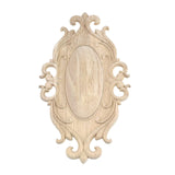Antrader 1-Pack Wood Carved Onlays Appliques,Oval Shaped Unpainted Solid Wood Carving Decal for Door Cabinet Cupboard Wall Ceiling,26×15cm Antrader