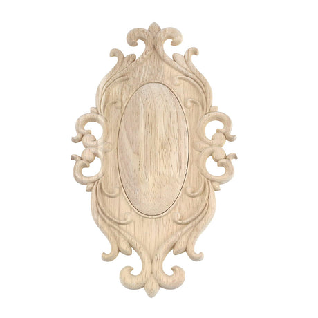 Antrader 1-Pack Wood Carved Onlays Appliques,Oval Shaped Unpainted Solid Wood Carving Decal for Door Cabinet Cupboard Wall Ceiling,26×15cm Antrader