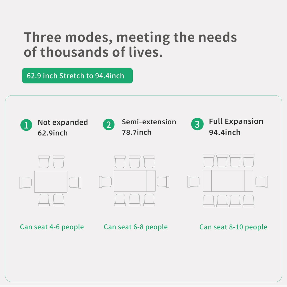 Extendable Dining Table (62.9" to 94.4") for 6 to 10 - Modern Rectangular Sintered Stone Table with High Hardness and Easy Maintenance - Stylish White NessCarsti
