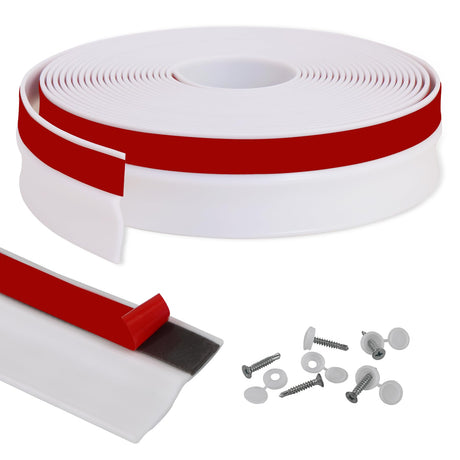 Gaahing Garage Door Top and Sides Seal Strip, Universal Weather Stripping, Self-Adhesive Weatherproofing Molding Trim with 40 Sets of Screws (White, 32.8 FT) Gaahing