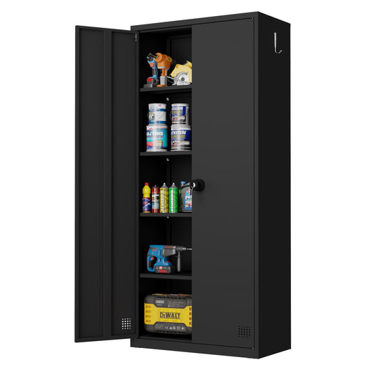 VKTO 72" Metal Storage Garage Cabinet,Steel Lockable File Cabinet with 2 Doors and 4 Adjustable Shelves - Ideal for Office, Home, Garage, Gym, and School Storage (72'') - WoodArtSupply