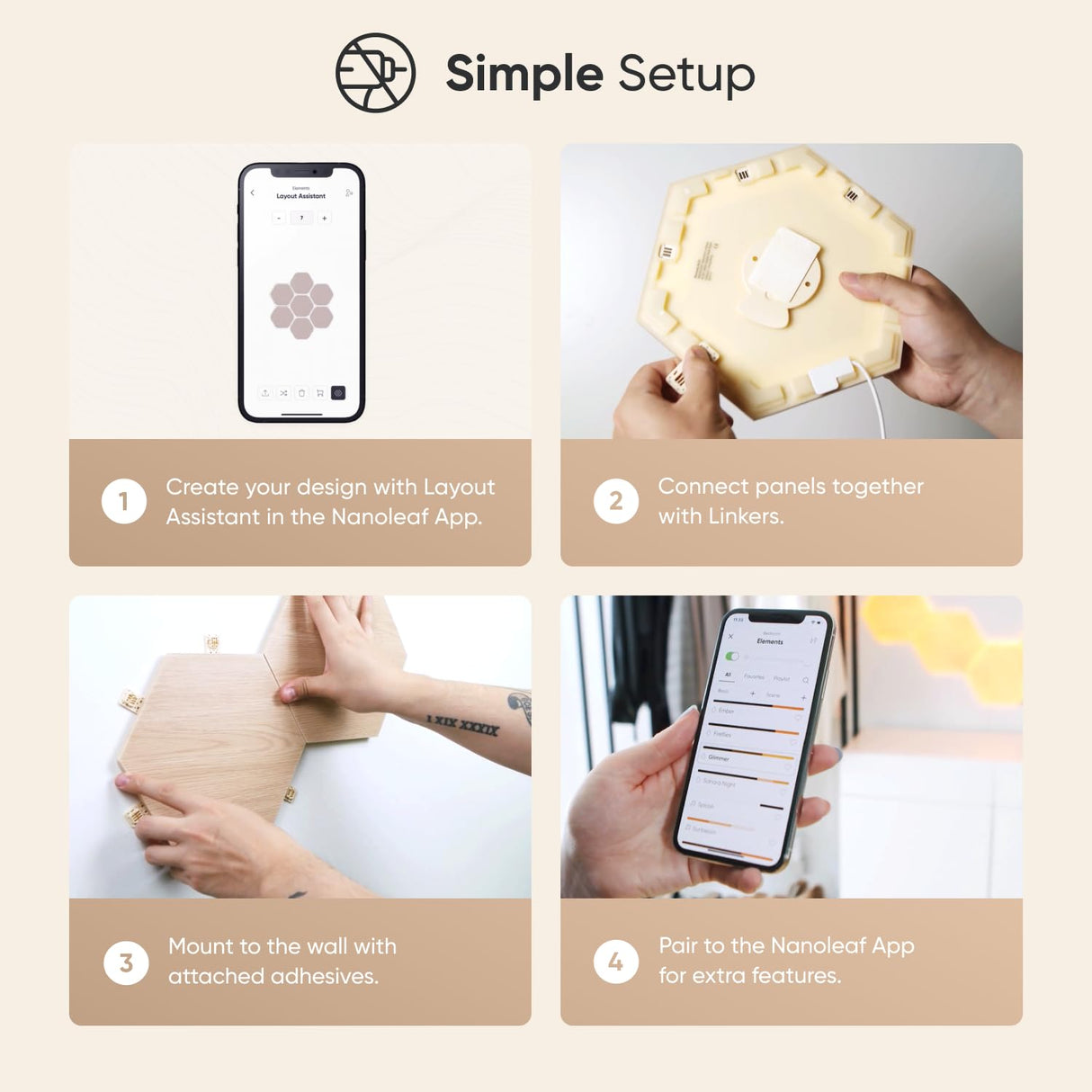 Nanoleaf Elements Wood Look Hexagons (Smarter Kit (7 Panel)) Nanoleaf