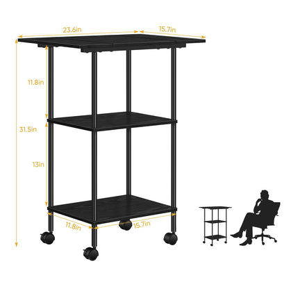 Luplom Black Printer Stand with Storage 3 Tier Rolling Printer Cart with Wheels Large Printer Table for Home Office, Modern Printer Desk Shelf Side Table for Filing Fax Machine Scanner Microw - WoodArtSupply