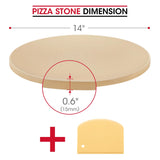 Unicook 14 Inch Round Pizza Stone, Heavy Duty Cordierite Pizza Baking Stone for Oven and Grill, Thermal Shock Resistant, Ideal for Baking Crisp Crust Pizza, Bread and More, Includes Scraper Unicook