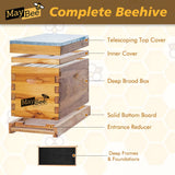 MayBee 5-Frame Nuc Beehive for Bees Complete Bee Hive Box Kit with Metal Roof Includes Wooden Frames & Waxed Foundations for Langstroth Beekeeping MayBee