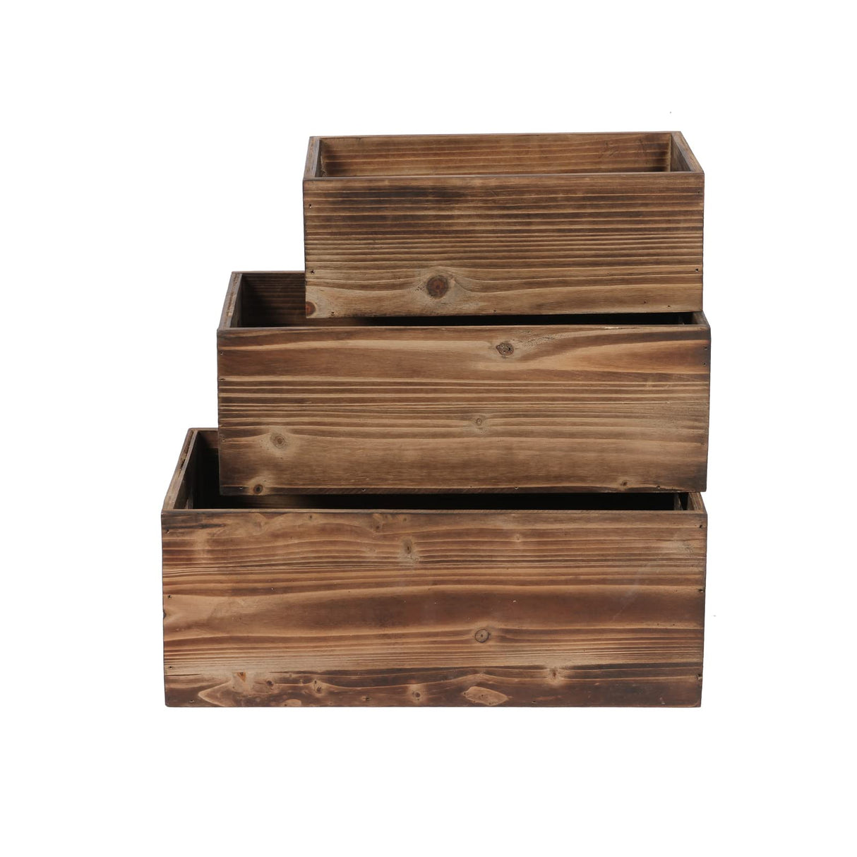 Sintosin Farmhouse Wood Crate Box Set of 3, Distressed Wooden Crates for Display, Decorative Wood Storage Bins, Rustic Wooden Basket with Side Handles, Home Container Decor for Living Room Outdoor Sintosin