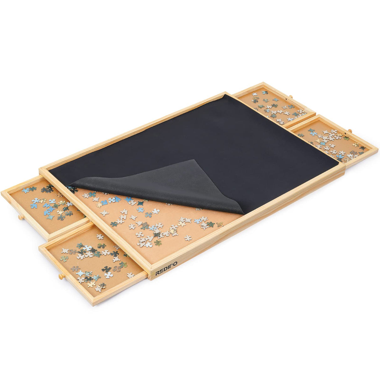 Redipo 1500 Pieces Wooden Jigsaw Puzzle Board with 4 Drawers for Storing Puzzles, 26” x 35” Large Portable Jigsaw Puzzle Table with Puzzle Cover, Non-Slip Plateau Work Surface for Adults and Kids Redipo