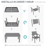 ZHUSI Patio Table and Chairs Set,HDPE Outdoor Dining Set with Umbrella Hole for Backyard, Poolside, Porch,All Weather,Grey ZHUSI