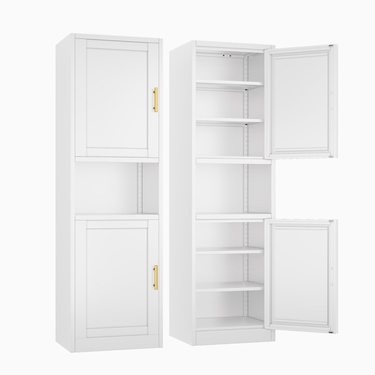 Ckzbx 70.87" H Metal Narrow Pantry Storage Cabinet Tall Steel Bathroom Cabinet,4 Adjustable Shelves for Kitchen, Home Office, Living Room, Dinning Room (White) Ckzbx