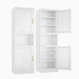 Ckzbx 70.87" H Metal Narrow Pantry Storage Cabinet Tall Steel Bathroom Cabinet,4 Adjustable Shelves for Kitchen, Home Office, Living Room, Dinning Room (White) Ckzbx