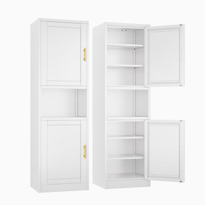 Ckzbx 70.87" H Metal Narrow Pantry Storage Cabinet Tall Steel Bathroom Cabinet,4 Adjustable Shelves for Kitchen, Home Office, Living Room, Dinning Room (White)