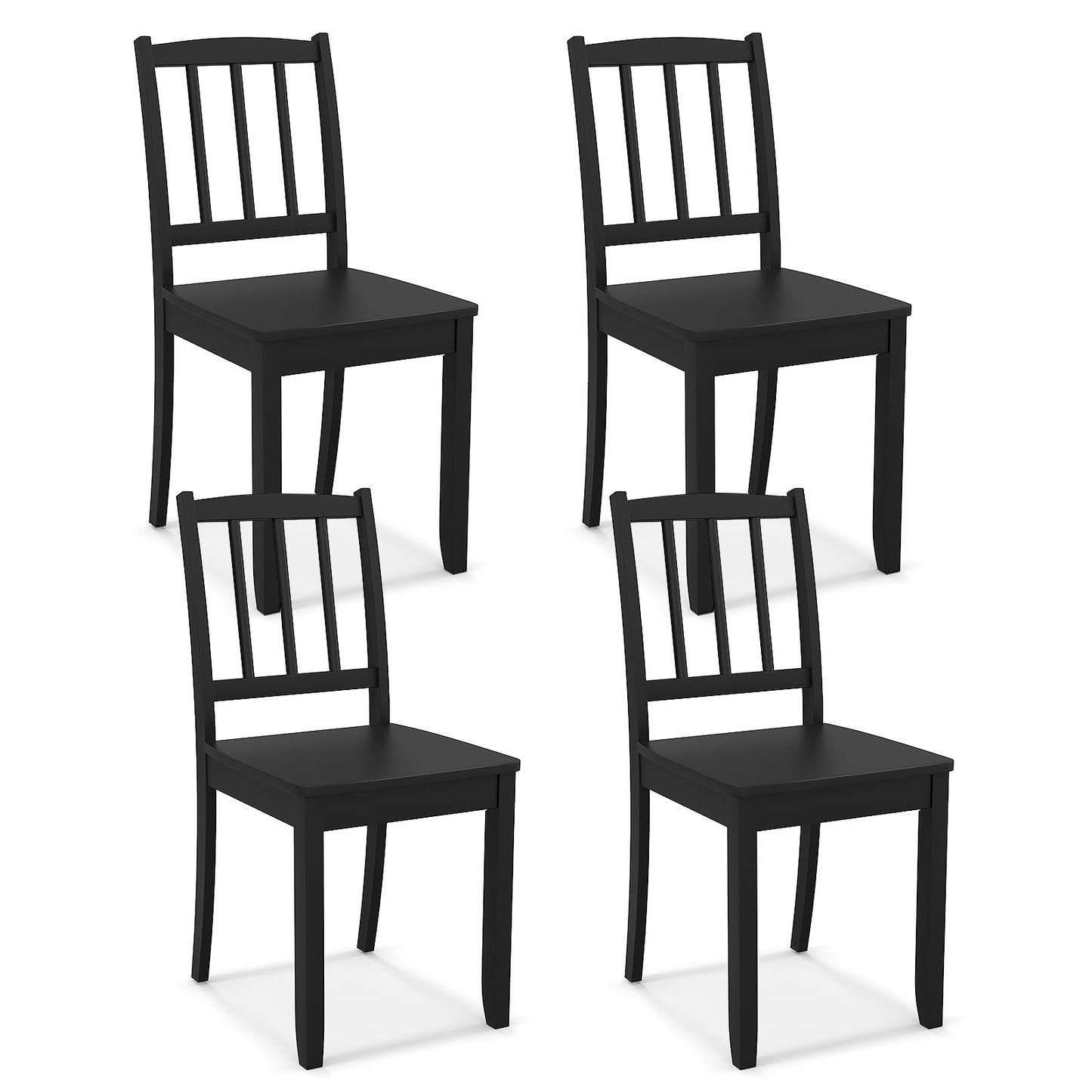 Giantex Farmhouse Dining Chairs Set of 4, Modern Kitchen Chairs w/Rubber Wood Legs & Curved Backrest, Ladder Back Diner Chairs, Wooden Side Chairs for Study, Dining Room, Load 400 LBS, Black - WoodArtSupply