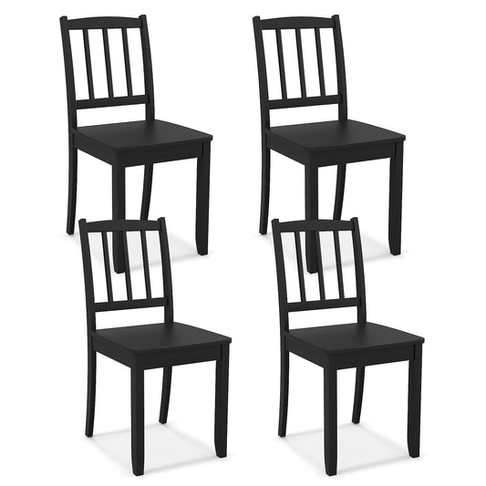 Giantex Farmhouse Dining Chairs Set of 4, Modern Kitchen Chairs w/Rubber Wood Legs & Curved Backrest, Ladder Back Diner Chairs, Wooden Side Chairs for Study, Dining Room, Load 400 LBS, Black - WoodArtSupply