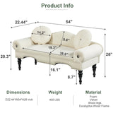 Vanress 54'' Loveseat Sofa,Small Couch for Living Room,Mid Century Modern Velvet Love Seats Sofa Settee with 2 Pillows and Solid Wood Legs,Upholstered 2-Seater Couch for Small Space,Bedroom,Beige Vanress