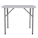 Flash Furniture Elon 2.85' Square Plastic Folding Event Table for Indoor/Outdoor Events, Portable Banquet Table with Locking Legs, White Flash Furniture