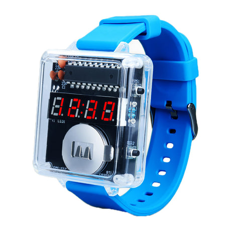 DIY Watch Soldering Practice Kit, PEMENOL 12/24H Selectable Soldering Project Kit, 10S Automatic Sleep Mode, Electronic Learning Kit for Beginners Present School College STEM Education, Blue PEMENOL