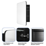 AGDULL Vintage-Style Bathroom Wood Black Cabinet with 17.5''x29'' Curved Mirror, Recessed Medicine Cabinet, Bathroom Storage Cabinet AGDULL