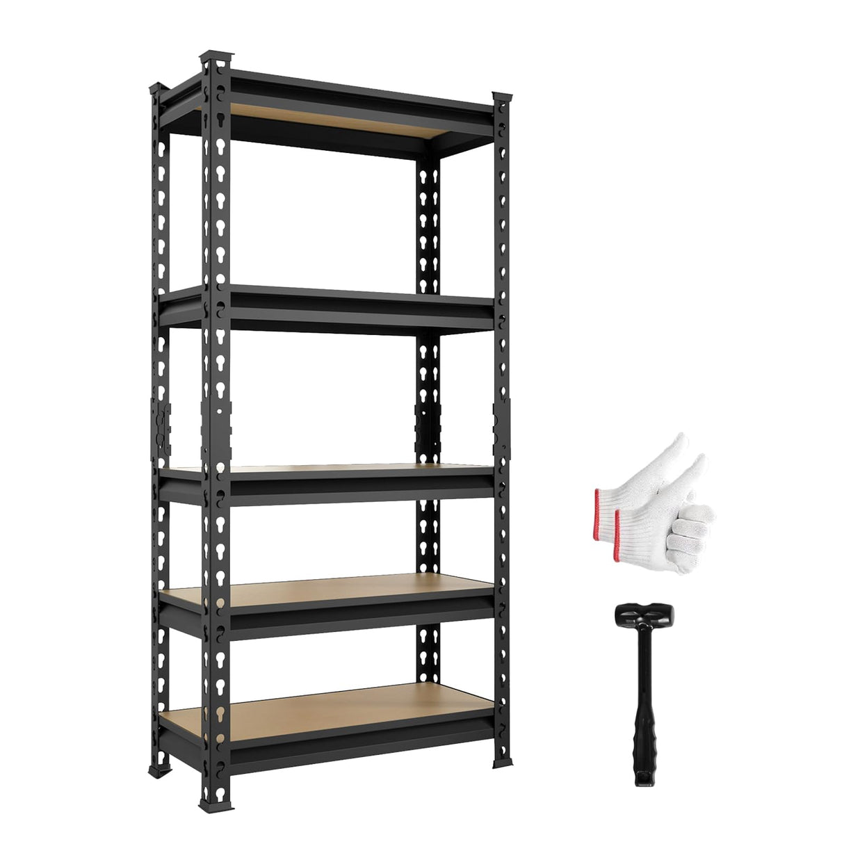 5 Tier Heavy Duty Garage Storage Shelving: Adjustable Metal Utility Shelving Rack for Basement, Pantry, Closet, Garage Storage Organization - 2,000lb Capacity (59"x28"x12") BIG RED