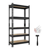 5 Tier Heavy Duty Garage Storage Shelving: Adjustable Metal Utility Shelving Rack for Basement, Pantry, Closet, Garage Storage Organization - 2,000lb Capacity (59"x28"x12") BIG RED