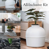 Secret Litter Box by Bundle & Bliss - Hidden Litter Box Enclosure, Patented Design with Odor Control, Includes Faux Plant, Carbon Filter and Real Stones Vivid White Bundle & Bliss