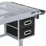 BBBuy Adjustable Drafting Table Drawing Desk Art Craft Station Drafting Desk Glass Tabletop w/2 Slide Drawers and Wheels for Drawing, Sketching, Reading, Painting Home Office BBBuy