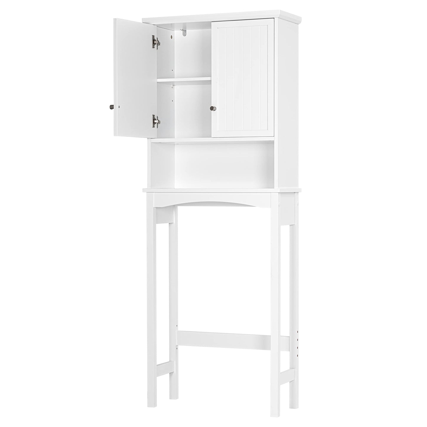 UTEX Over The Toilet Storage Cabinet, Bathroom Above Toilet Cabinet Organizer with Adjustable Shelves, White