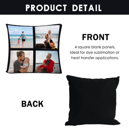 MAIKESUB 4 Pcs Sublimation Blank Lattice Pillow Cases Cushion Cover Throw Pillow Covers for Sublimation Printing 15.7 x 15.7 Inch with Invisible Zippers DIY No Pillow Insert 4 Panel