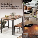 soges 4 Person Dining Table Set, 43.3inch Kitchen Table Set for 4, Dining Room 2 Chairs with Backrest, 2-Person Bench with Storage Rack, Vintage Brown soges