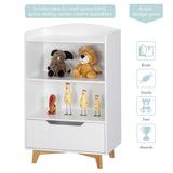 UTEX Kids Bookshelf, Children Bookcases with Storage and Drawer, Wood Kids Toy Storage Organizer for Playroom, Nursery School, White UTEX
